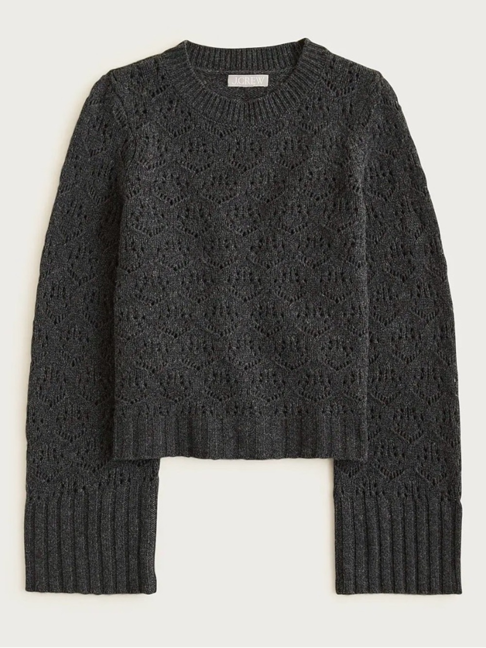 NWT J CREW Wide-sleeve Pointelle Crewneck Sweater in Merino Wool
• Size XS